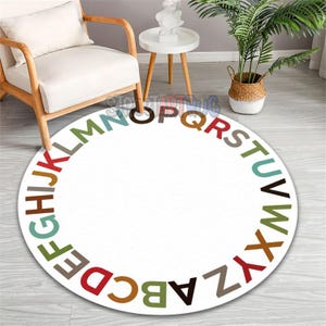 Bunter Alphabet-Teppich, Runde Spielmatte ABC, Kinderzimmerdeko