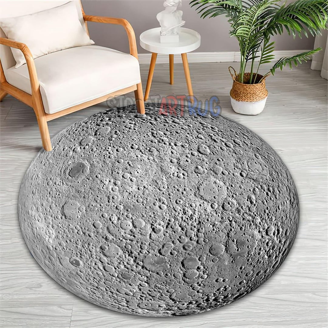 Moon Floor Pattern Realistic Moon Rug, Lunar Surface Round Carpet - Etsy