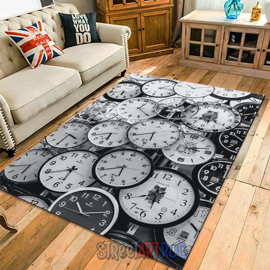 Roman Numeral Clock Rug: Modern Living Room Decor - Etsy
