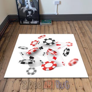 Tapis sur le thème des cartes de poker, décoration de casino, tapis de salle de jeux, tapis de salle de jeux, cadeau pour joueur