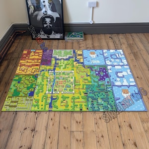 Zelda Map Rug: Colorful Gaming Room Decor, Zelda Fan Gift