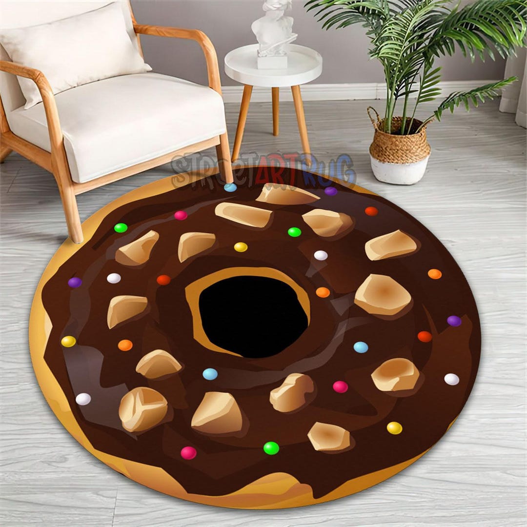 Chocolate Donut Round Kitchen Rug, Brown Dessert Pattern Area Mat - Etsy