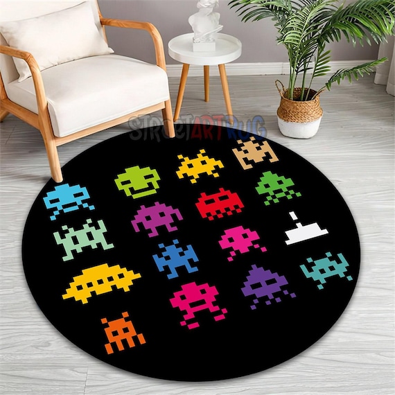 90s Arcade Game Round Rug: Retro Video Gamer Carpet - Etsy