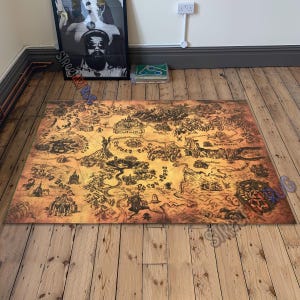 Tapis Zelda de style rétro, tapis de jeu vidéo populaire, tapis carte Zelda, décoration de salle de jeux, cadeau pour les amateurs de Zelda