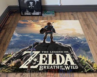 Zelda Art Square Rug: Gaming Decor, Video Game Mat