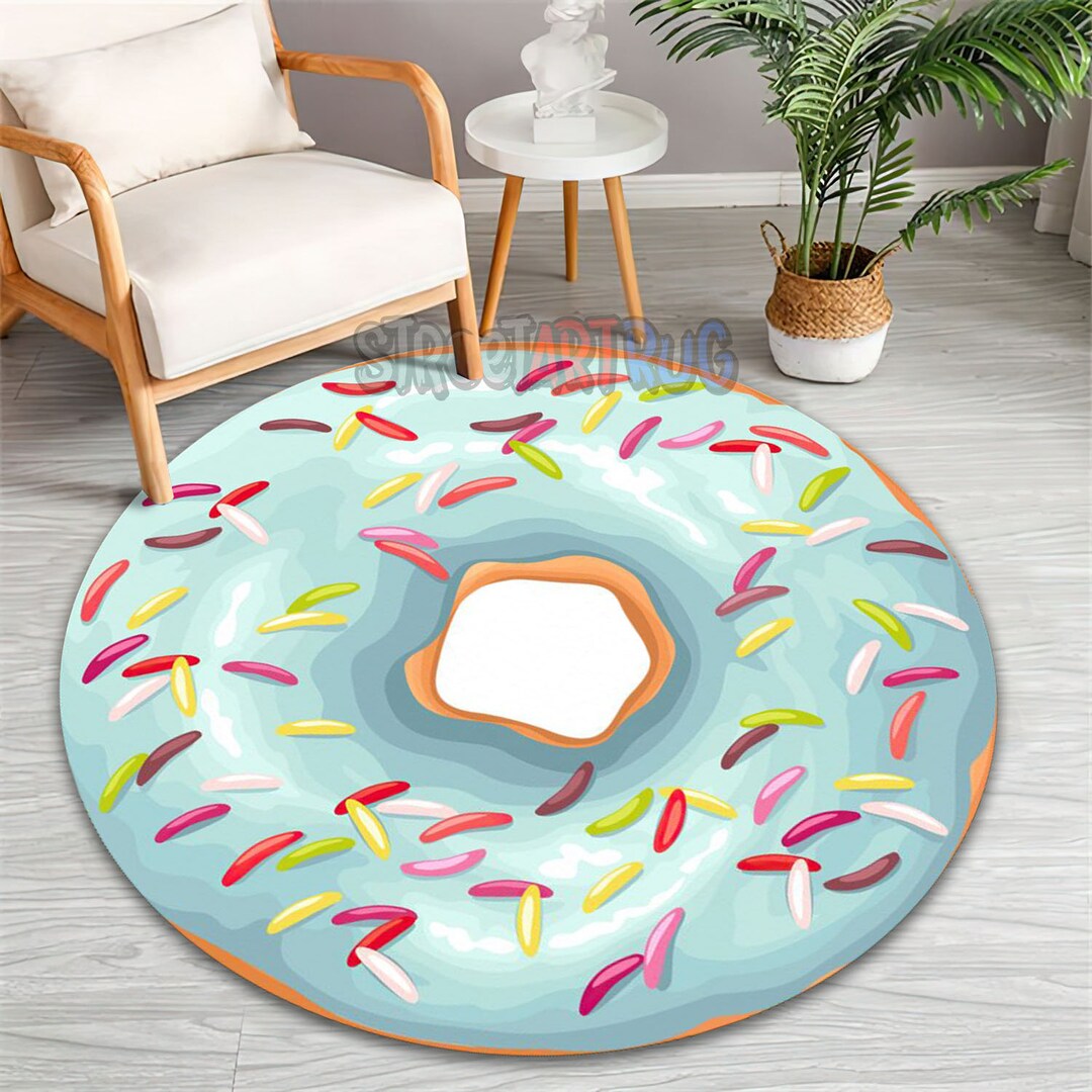 Donut Round Rug, Kitchen Area Non-slip Carpet, Bar Decor, Cooking Mat ...