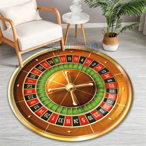 Casino Roulette Table Rug, Gambling Round Mat, Play Room Carpet, Casino Decor, Gaming Rug