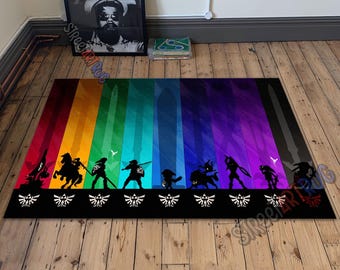 Zelda Character Rug: Colorful Game Room Carpet, Gift for Gamer