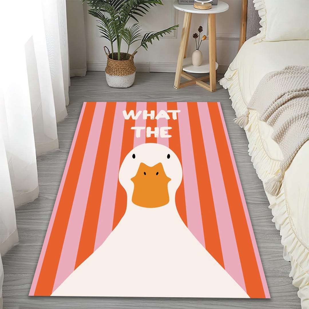Whimsical Duck Rug Funny Quote Carpet for Dorm Bedroom or Living Room ...