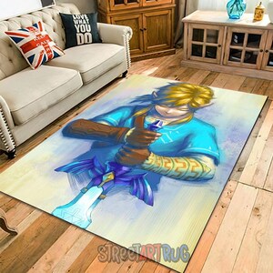 Zelda Character Rug: Gaming Room Decor, Zelda Fan Art Carpet