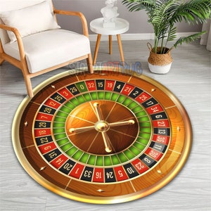 Casino Roulette Round Rug, Gaming Chair Mat, Casino Table Decor, Gambling Carpet, Playroom Rug