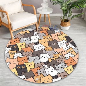 Leuk kattenkleed, huisdiermat, kinderkamertapijt, cartoon dierendecor, kinderkamermat, cadeau voor dierenliefhebbers