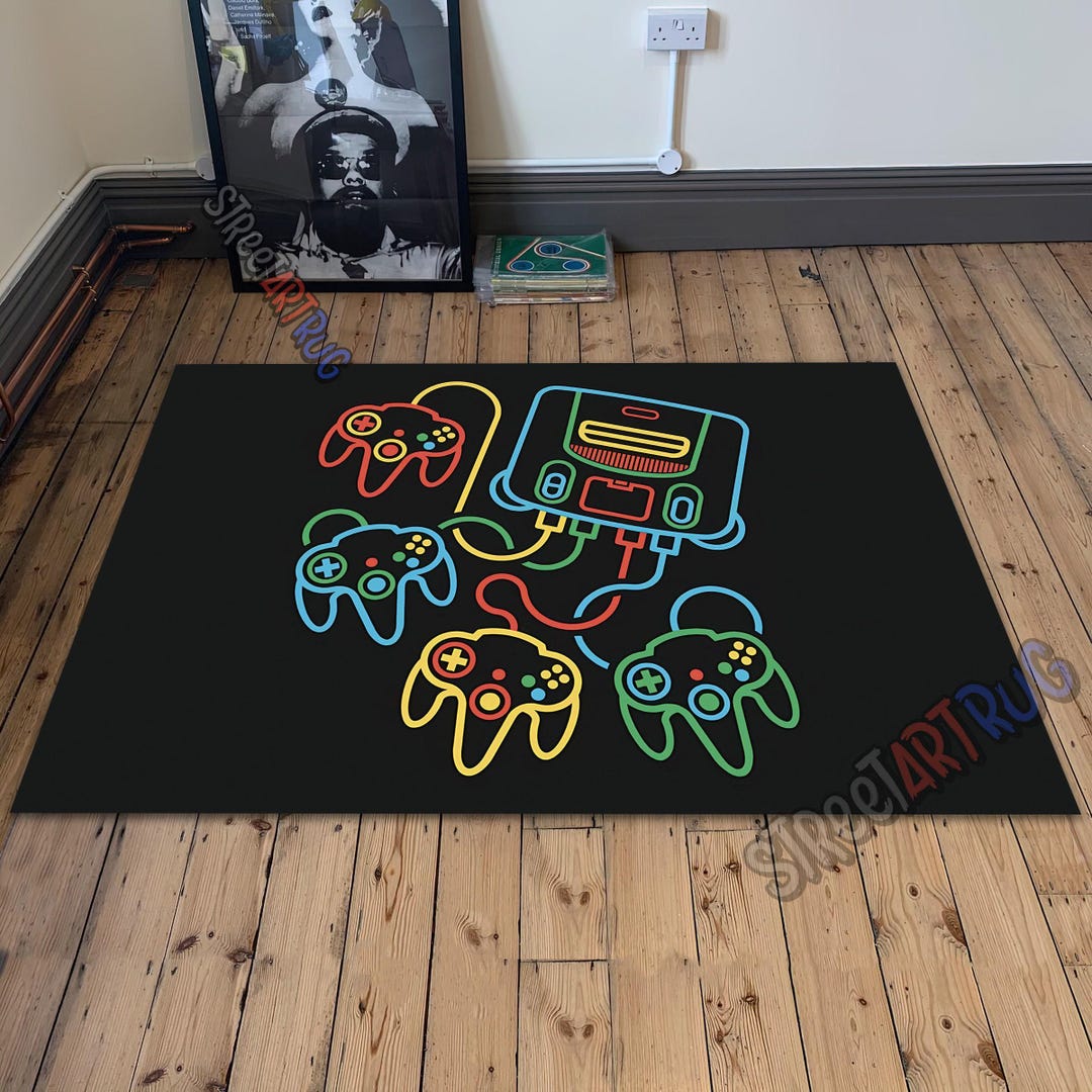 Retro Controller Rug Retro Video Game Rug, Game Controller Design, Playroom Decor - Etsy