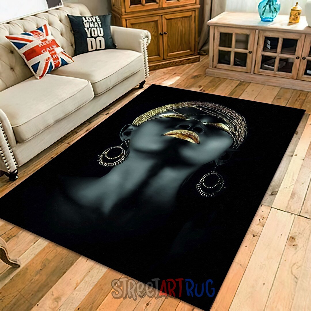 Afro Woman Poster Rug, American Black Women Carpet, Modern Art Decor ...