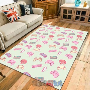 Colorful Game Controller Rug: Playroom Gaming Mat