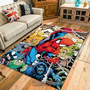 Cartoon Spiderman Teppich, Comic Superheld Teppich, Kinderzimmer Dekor