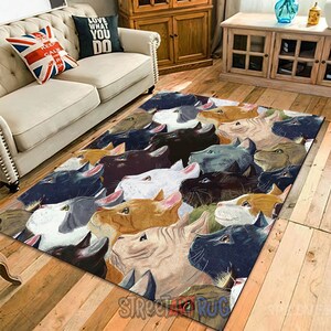 Vloerkleed met cartoon kat, tapijt in de woonkamer, dierenmat, abstract decor, huisdiermat
