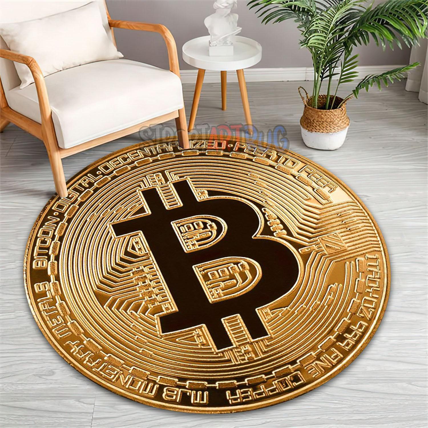 Gold and Black Bitcoin Rug, Office Round Mat, Crypto Coin Carpet, Bitcoin  Trader Decor - Etsy