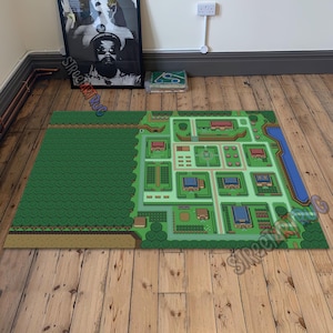 Zelda Map Rug: Colorful Gaming Decor, Game Room Carpet