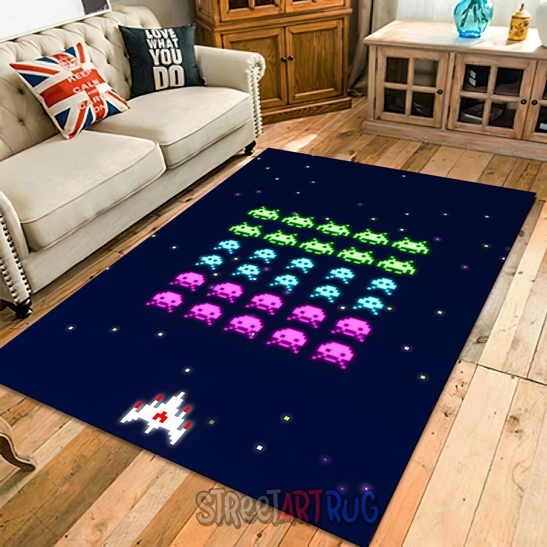 Space Invaders Rug: Retro Arcade Gaming Mat - Etsy