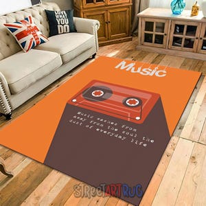 Nostalgia Cassette Themed Rug, Music Room Mat, Tape Carpet, Musical Decor, Music Lovers Gift