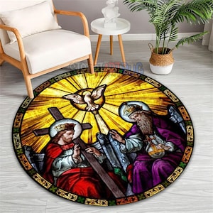 Jesus and Apostle Rug: Christian Church Round Mat, Ancient Decor - Etsy