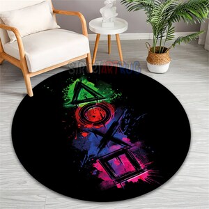 Graffiti Game Rug, Black Gamer Mat, Gaming Decor, Game Controller ...