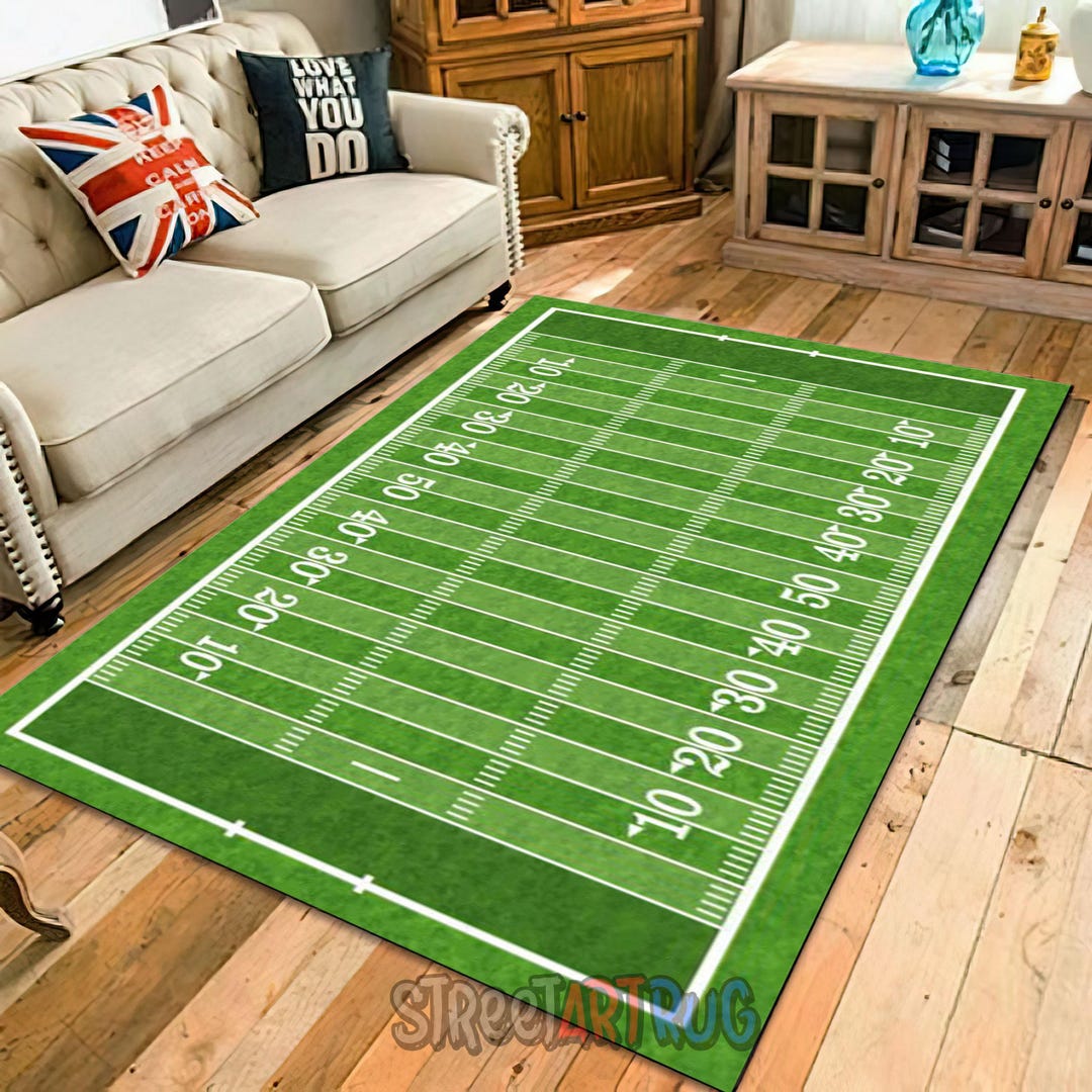 Football Filed Rugg American Football Field Rug - Green Sports Playroom Carpet - Etsy
