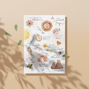Póster de motivación para niños: acuarela, afirmaciones (A3, A4, PDF, archivo digital), imprimible, valentía, confianza en uno mismo, habitación infantil, póster