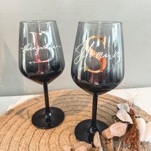 personalized XL wine glass l black and white l silver l gold l monogram l gift l girlfriend | wedding gift | birthday | JGA