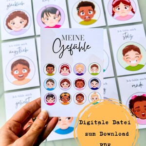Schede delle emozioni per bambini - Riconoscere e nominare le emozioni (PDF scaricabile, formato A6, stampabile), Scuola materna, Asilo, Montessori, Schede delle emozioni