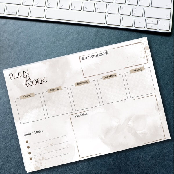 Plan to Work | desk pad | A4 | A3 | Print version | PDF | home office | Office | desk | Organization | Digital printing