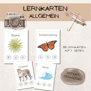 Flashcard per bambini - 88 parole con iniziali | PDF da stampare | Scuola materna, asilo nido e scuola elementare | Stampabile | Sviluppo del linguaggio