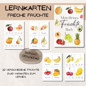 Cartes de fruits pour enfants – 32 cartes de fruits à imprimer | Téléchargement PDF | Montessori | Maternelle et maternelle | Imprimables