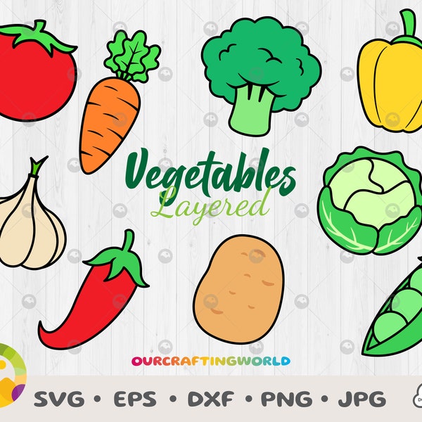 Vegetable SVG Bundle, Vegetables SVG, Vegetable Clip Art, Vegetable Vector Files, Vegetable Cut Files, Vegetables Digital Download