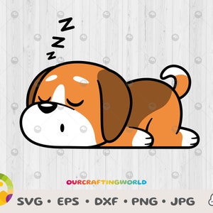 Sleeping Dog SVG, Cute Dog SVG, Cartoon Dog SVG, Cartoon Dog Clip Art, Dog Vector Files, Cartoon Dog Cut Files, Dog Digital Download