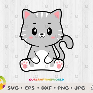 Cat SVG, Cute Cat SVG, Cartoon Cat SVG, Cartoon Cat Clip Art, Cat Vector Files, Cat Cut Files, Cat Digital Download, Cat kawaii