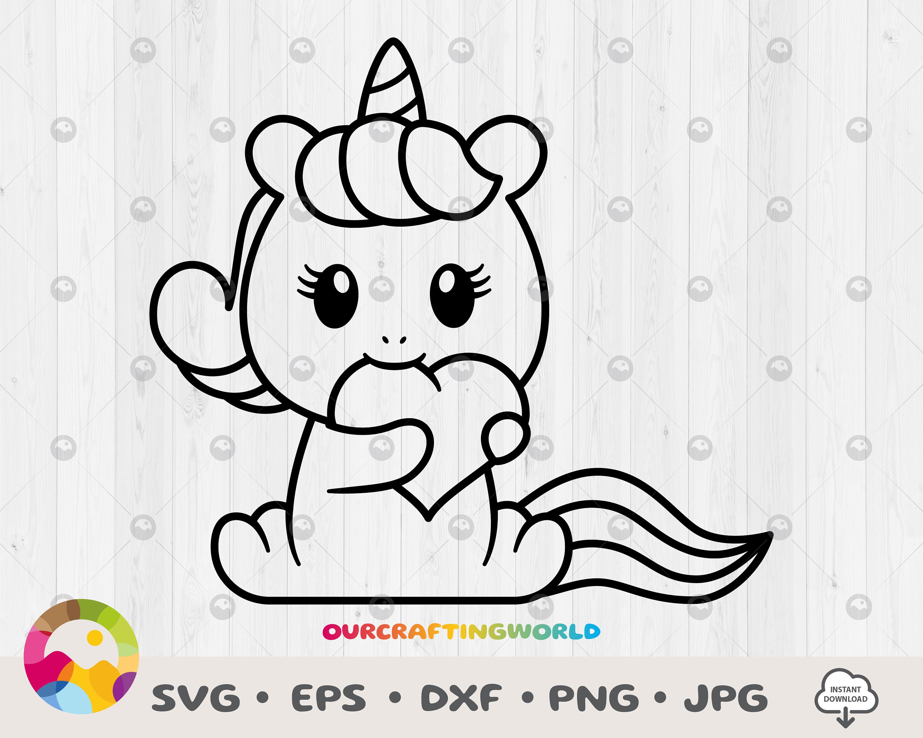 Unicorn Outlines SVG, Baby Unicorn Cut Files, Unicorn Lines SVG