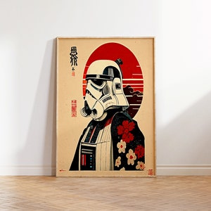 Star Wars Inspired Print- Stormtrooper, Japanese Inspired Poster, Handprinted, Giclee, Art Print, Star Wars Gift, Minimalist, Decor -