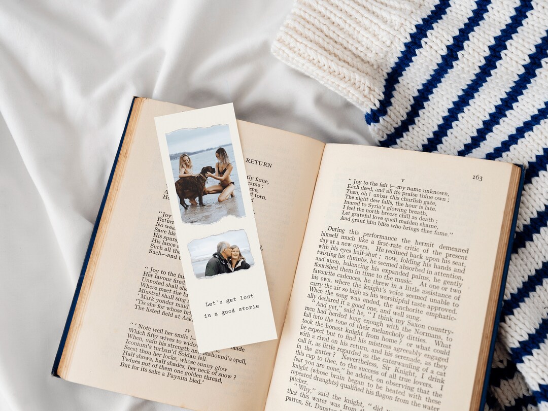 Personalized Photo Bookmark Printable Bookmark Photo Gift for Book Lover Birthday Gift for Woman