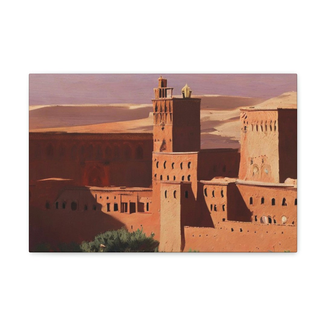 Ait Benhaddou Morocco Art Illustration Canvas Print World Travel 