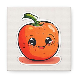 Sticker Style Cute Tomato | Art Illustration | Canvas Print | Home Decor | Food Art