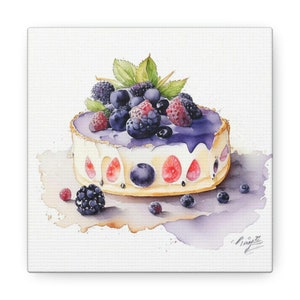 Dreamy Mixed Berries Fruit Tart | Art Illustration | Canvas Print | Food Art