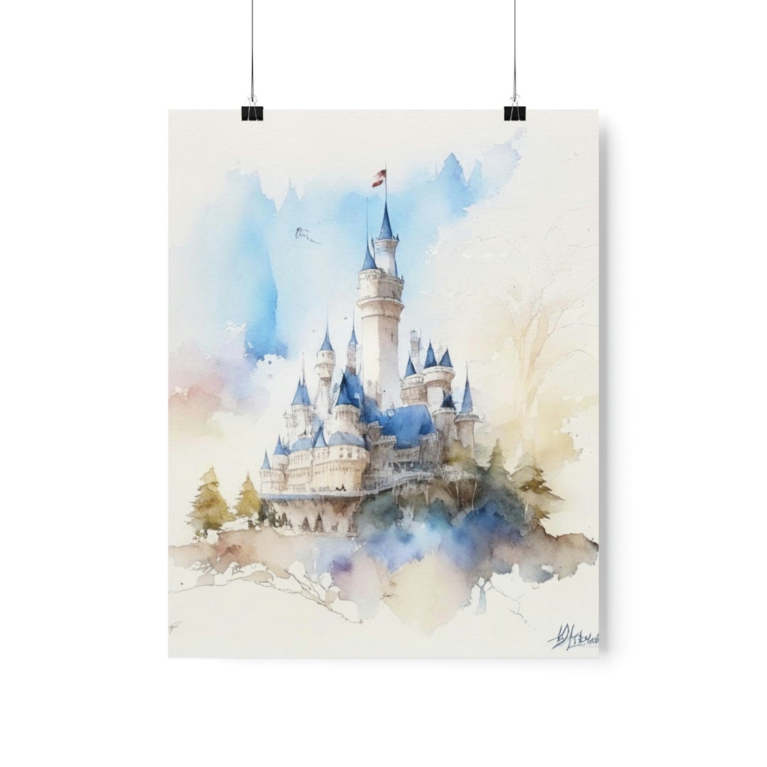 Dreamy Fairy Tale Castle Watercolor Print | Art Illustration | Poster ...