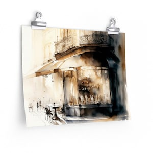 Impressionist Paris Cafe Watercolor Print | Art Illustration | Poster Print | Abstract City Scape
