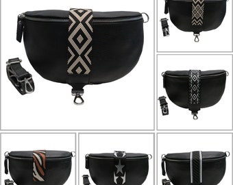 Bauchtasche Tasche aus Leder für Frau und Mann mit Leder Riemen Umhängetasche Crossbody Bag Gürteltasche Gemusterter Schultergurt Geschenk