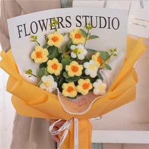 Handgefertigter häkeln Daisy Bouquet / Jubiläum / Geburtstag-handgefertigtes fertiges Produkt, gestrickter Blumenstrauß