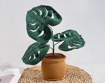 Planta Monstera de ganchillo hecha a mano: decoración de interior tejida