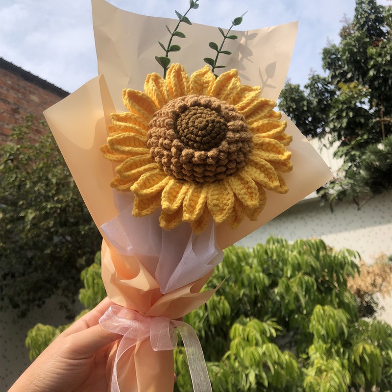 Crochet Sunflowers Bouquet, Finished Product, Crochet Bouquet, Mother&#39;s Day gift