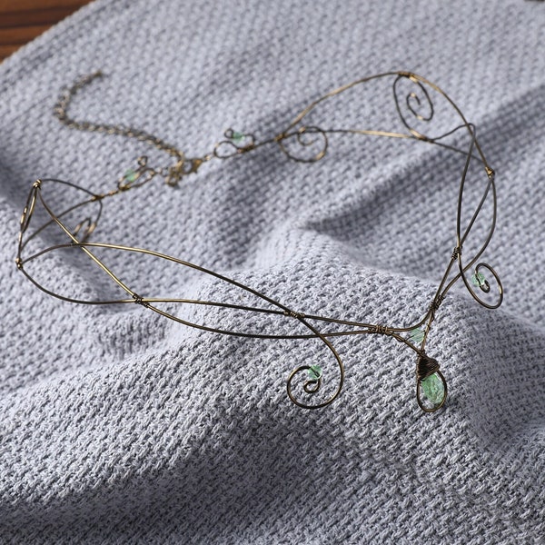 Elf Tiara Wire Wrapped Bronze Fairy Circlet, Vintage Diadem Wedding Bridal Tiara, Minimalist Crown, Celtic Headpiece, Elven Gifts for Her